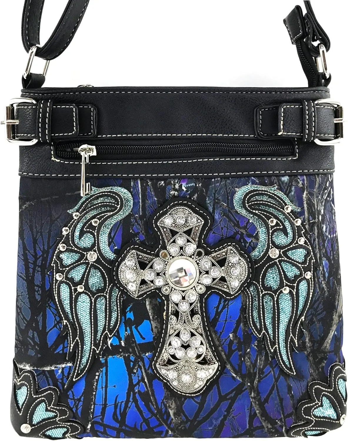 Zelris Camouflage Shine Glow Cross Angel Wings Conceal Carry Crossbody Messenger