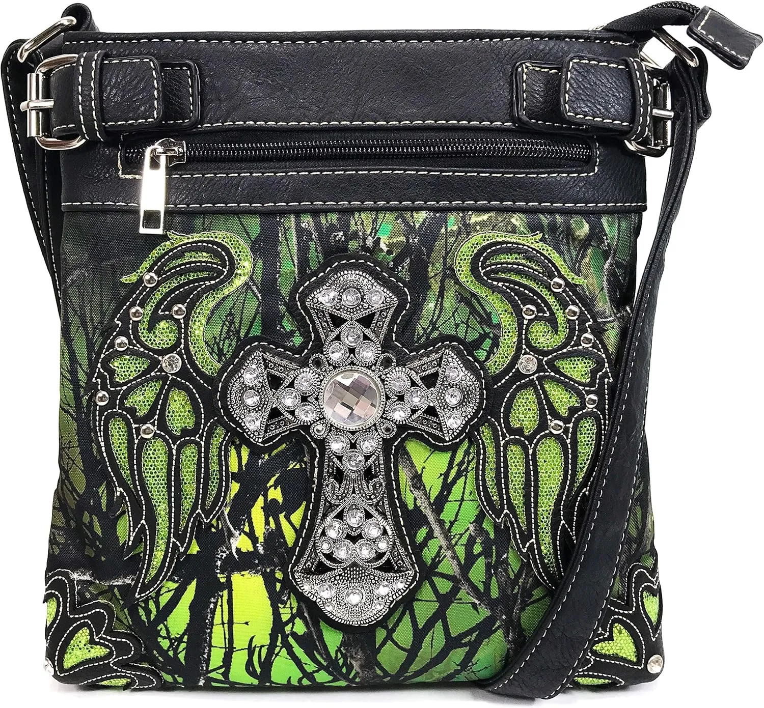 Zelris Camouflage Shine Glow Cross Angel Wings Conceal Carry Crossbody Messenger