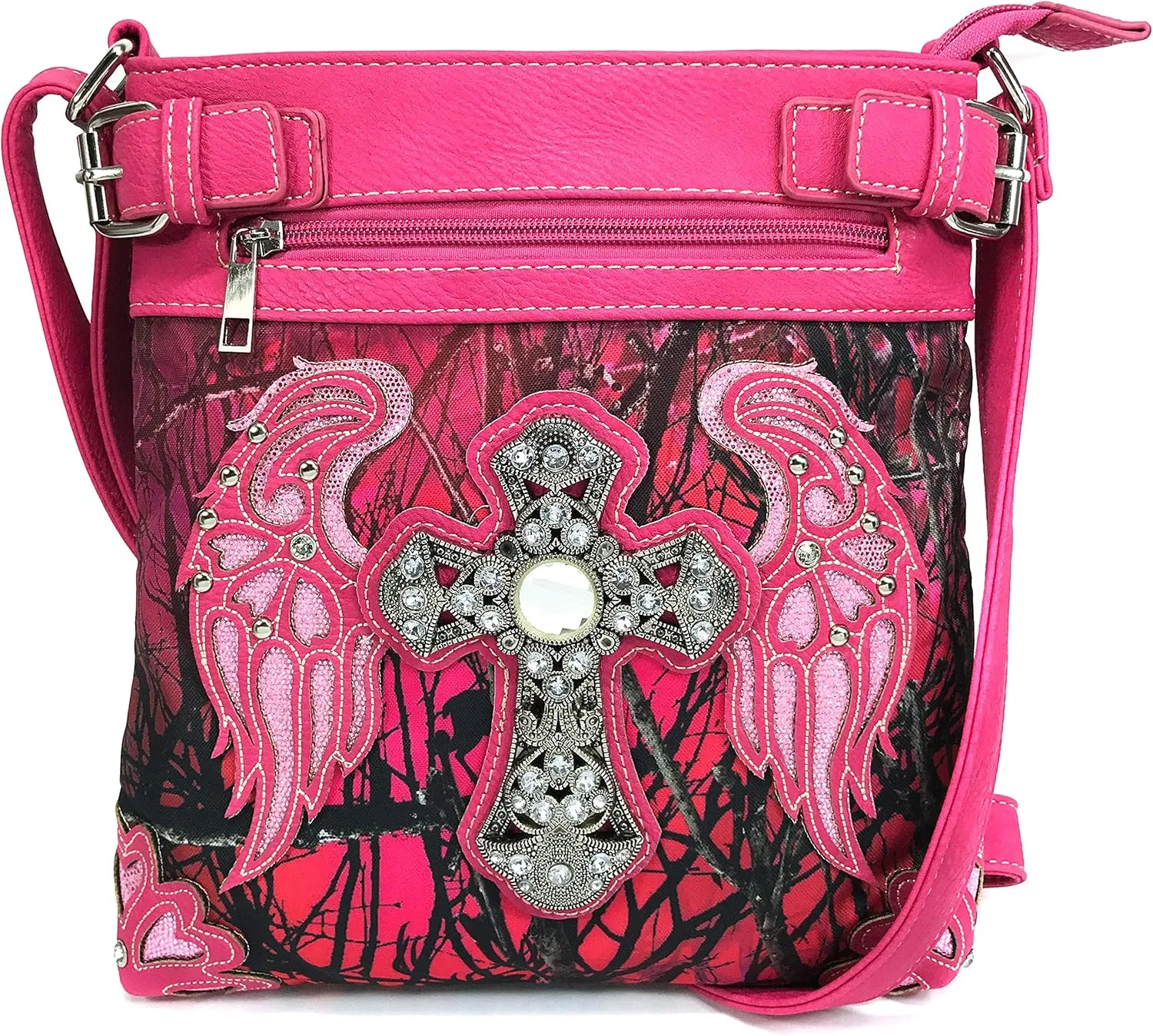 Zelris Camouflage Shine Glow Cross Angel Wings Conceal Carry Crossbody Messenger