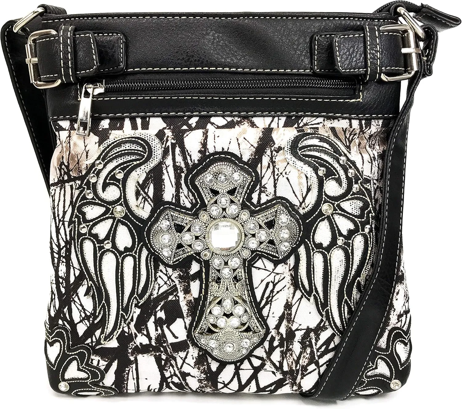 Zelris Camouflage Shine Glow Cross Angel Wings Conceal Carry Crossbody Messenger