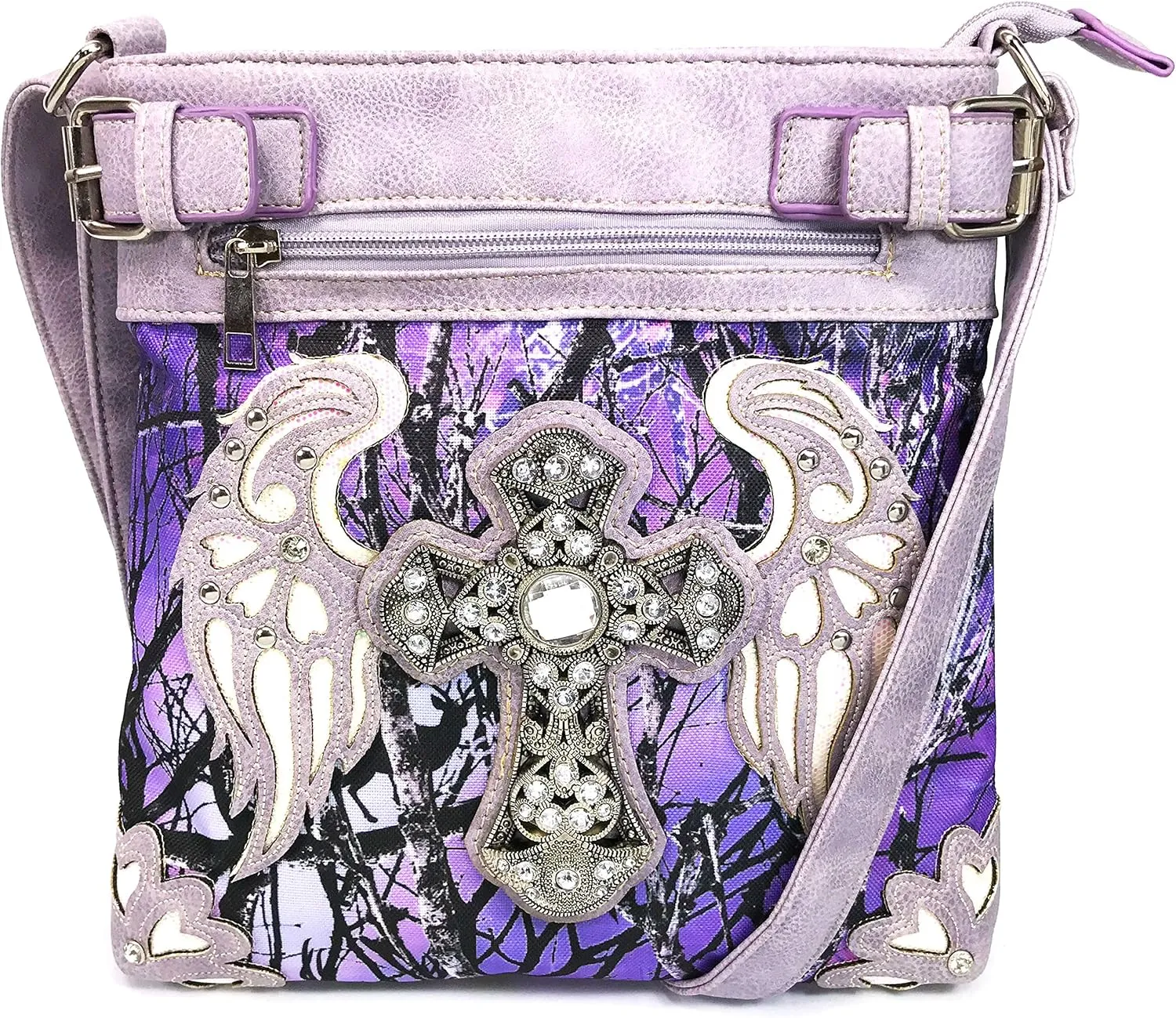 Zelris Camouflage Shine Glow Cross Angel Wings Conceal Carry Crossbody Messenger