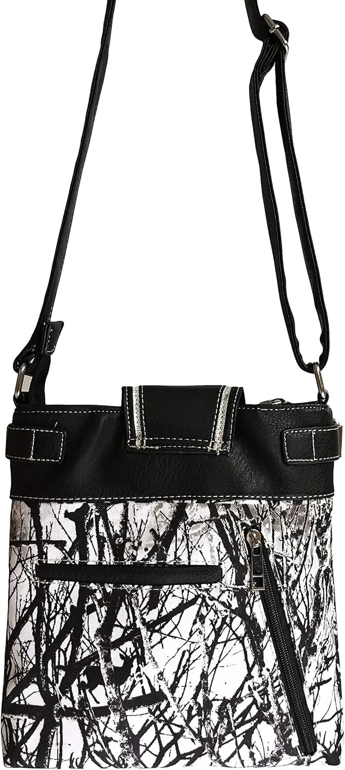 Zelris Camouflage Shine Glow Silver Buckle Conceal Carry Crossbody Messenger Bag