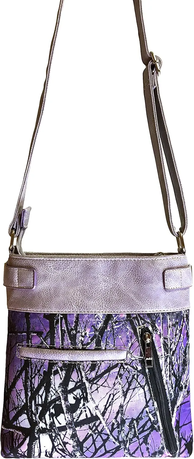 Zelris Camouflage Shine Glow Silver Cross Conceal Carry Crossbody Messenger Bag