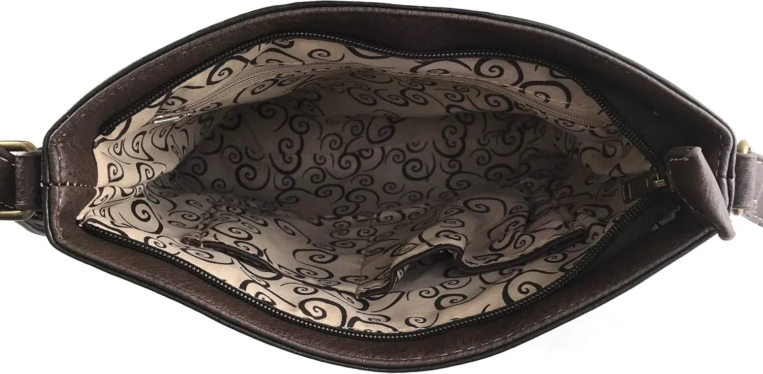 Zelris Camouflage Shine Glow Silver Cross Conceal Carry Crossbody Messenger Bag