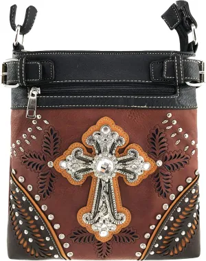 Zelris Fall Fern Leaf Western Cross Women Conceal Carry Crossbody Messenger