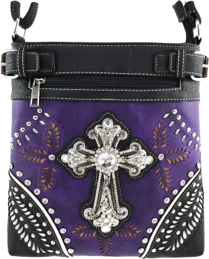 Zelris Fall Fern Leaf Western Cross Women Conceal Carry Crossbody Messenger