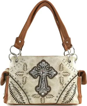Zelris Fall Fern Leaf Western Cross Women Conceal Carry Shoulder Handbag