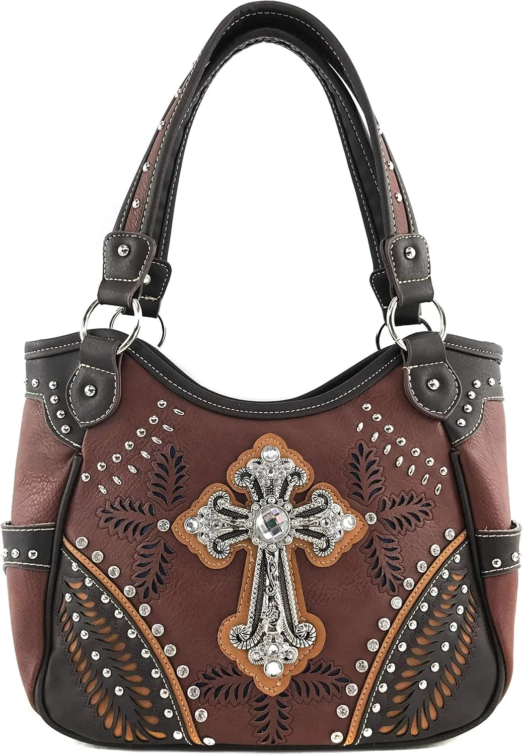Zelris Fall Fern Leaf Western Cross Women Conceal Carry Tote Purse Handbag