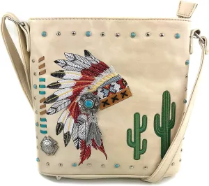 Zelris Native Indian Chieftain Headdress Women Conceal Carry Crossbody Messenger