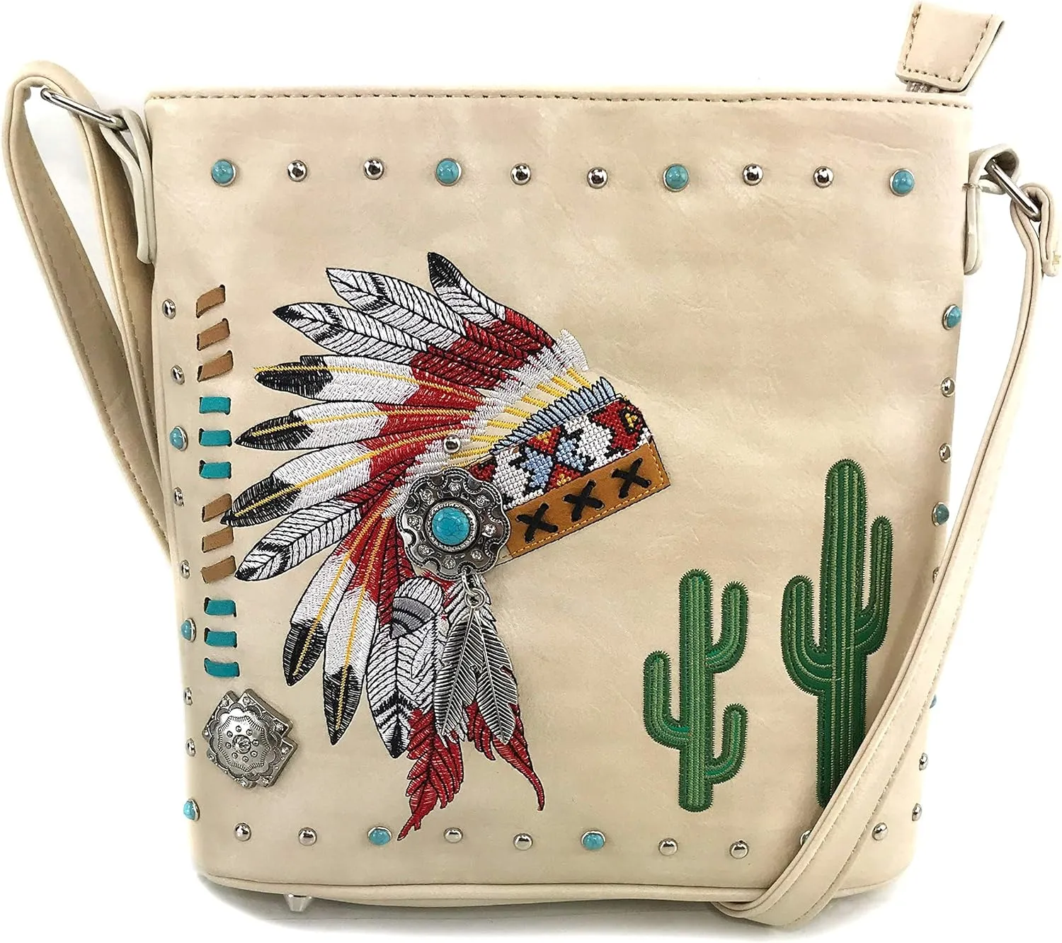 Zelris Native Indian Chieftain Headdress Women Conceal Carry Crossbody Messenger