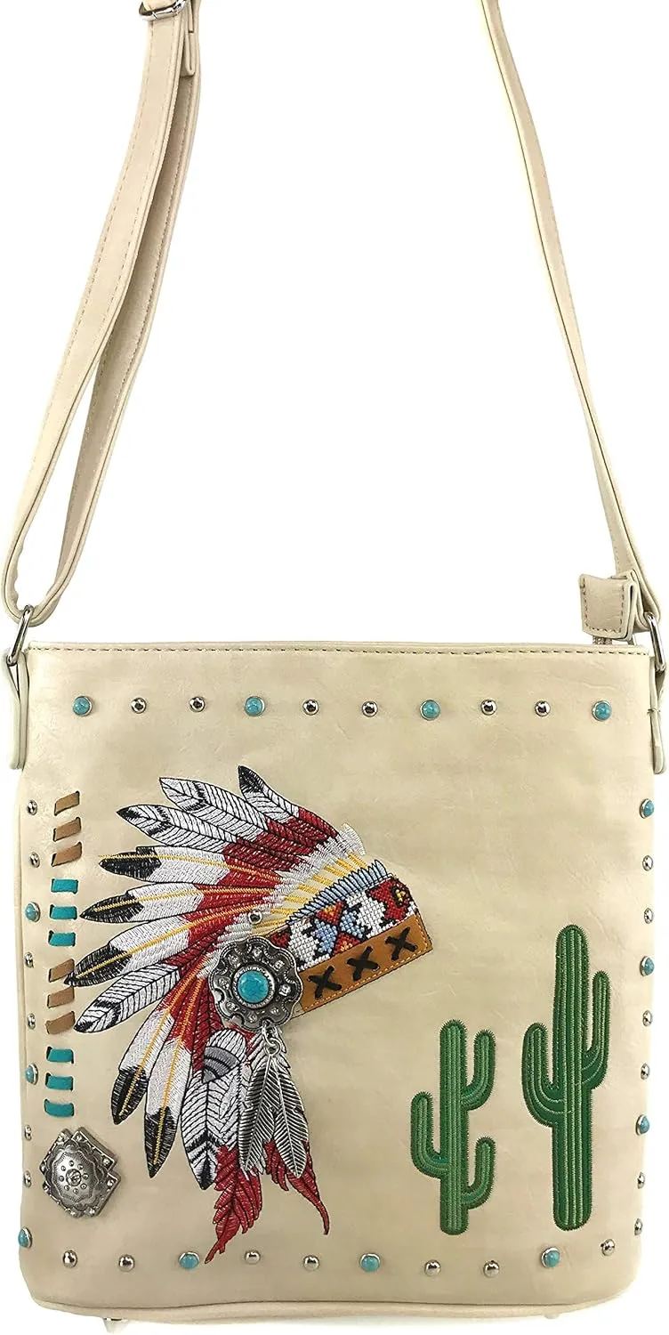Zelris Native Indian Chieftain Headdress Women Conceal Carry Crossbody Messenger