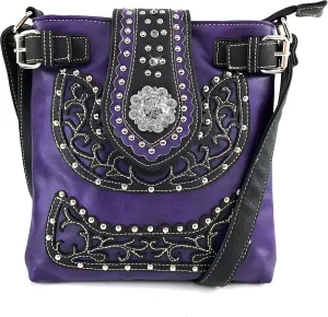 Zelris New Western Albino Floral Buckle Conceal Carry Women Crossbody Messenger Purse