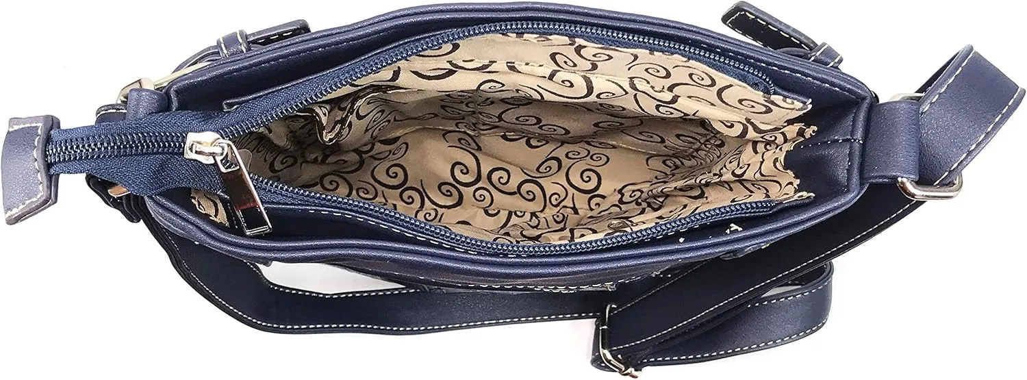 Zelris Sugar Skull Roses Angel Wing Women Conceal Carry Crossbody Messenger Bag