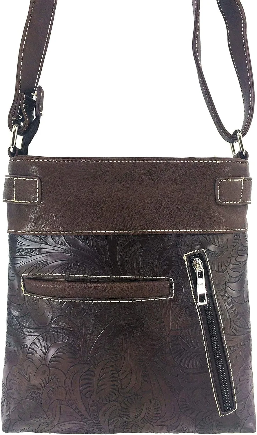 Zelris Sugar Skull Roses Angel Wing Women Conceal Carry Crossbody Messenger Bag