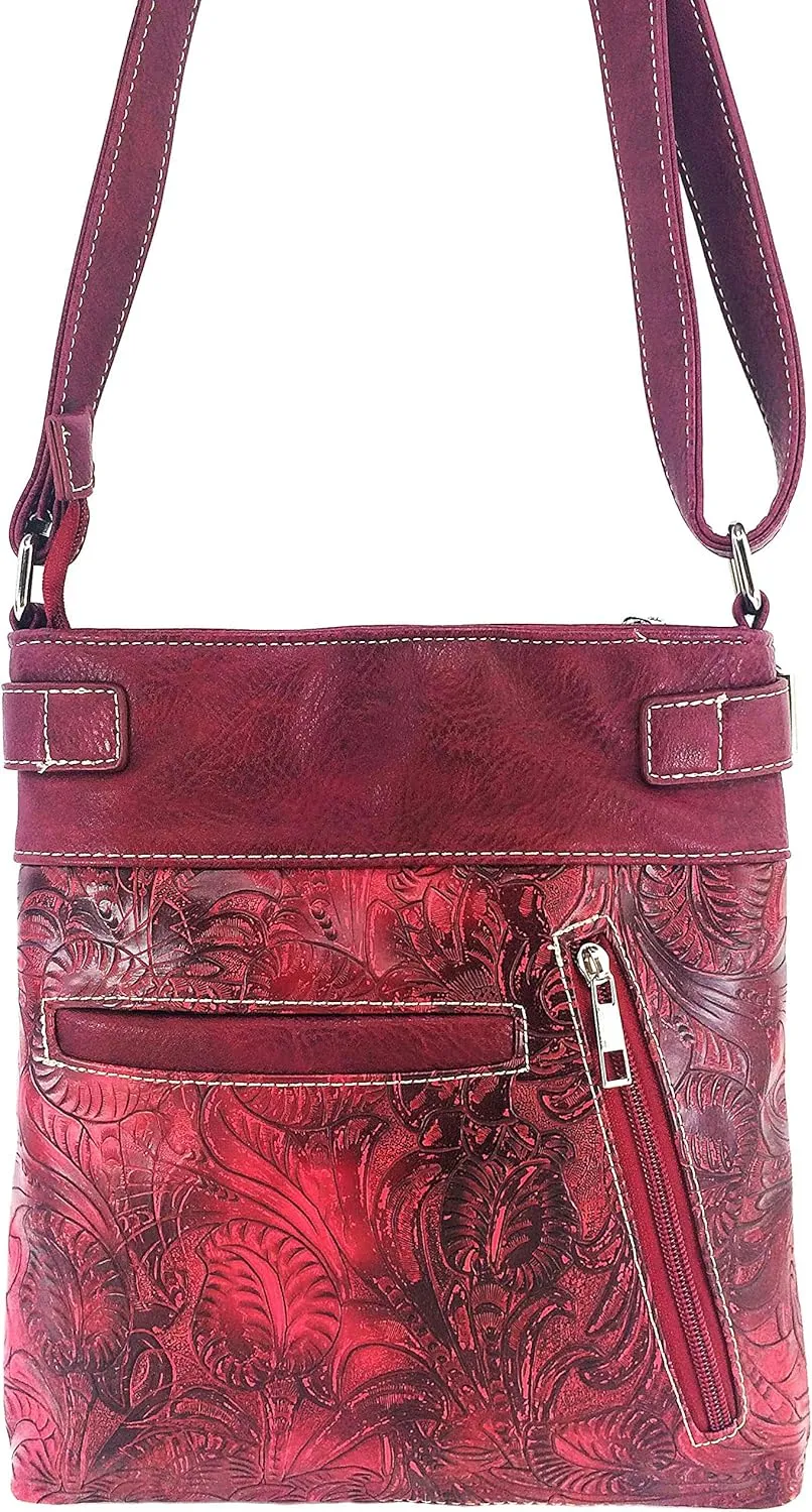 Zelris Sugar Skull Roses Angel Wing Women Conceal Carry Crossbody Messenger Bag