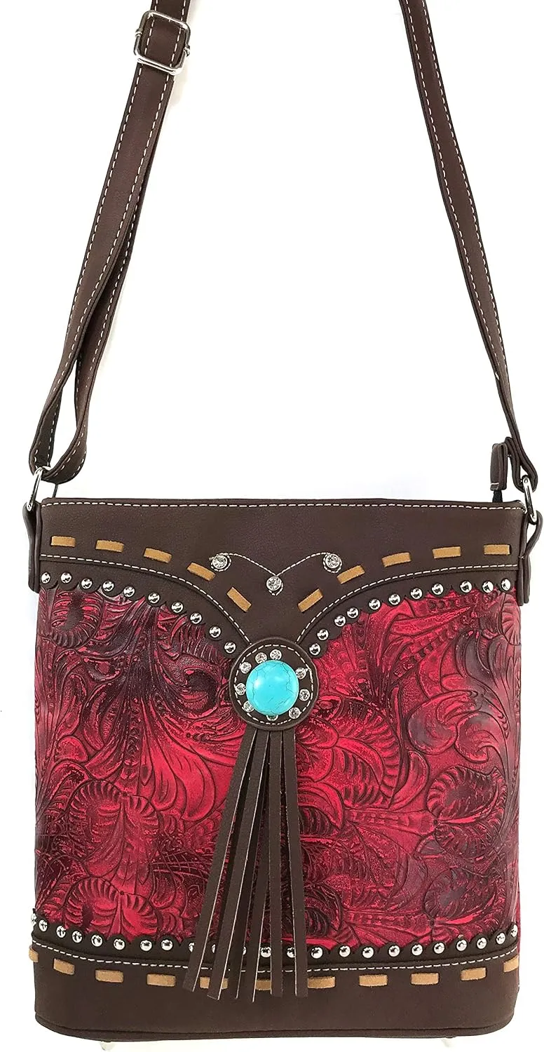 Zelris Turquoise Concho Western Floral Women Conceal Carry Crossbody Messenger