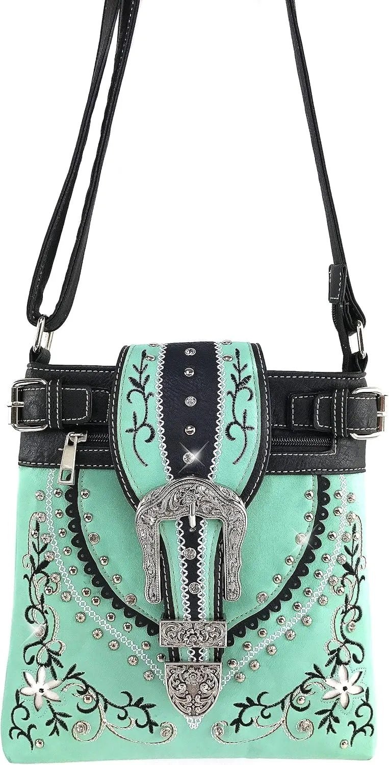 Zelris Western Floral Blossom Buckle Women Conceal Carry Crossbody Messenger
