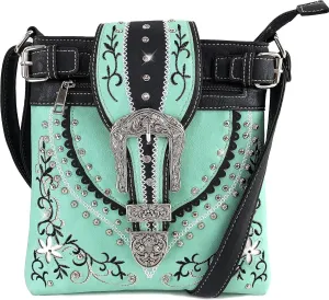 Zelris Western Floral Blossom Buckle Women Conceal Carry Crossbody Messenger