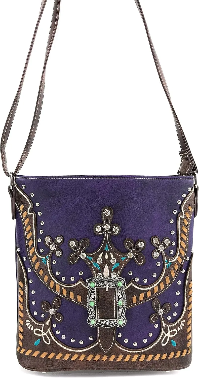 Zelris Western Moccasin Flower Buckle Women Conceal Carry Crossbody Messenger