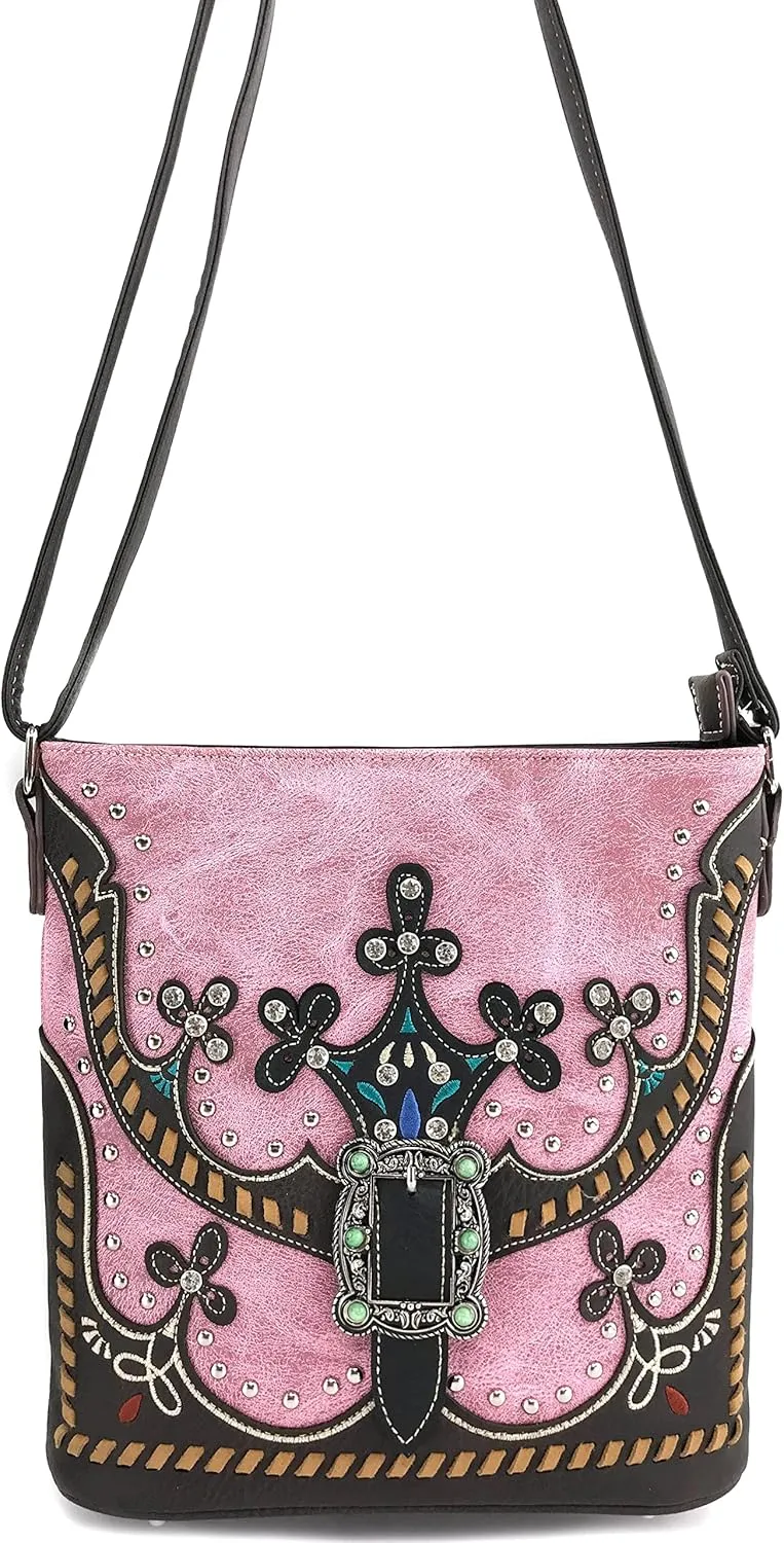 Zelris Western Moccasin Flower Buckle Women Conceal Carry Crossbody Messenger