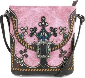 Zelris Western Moccasin Flower Buckle Women Conceal Carry Crossbody Messenger