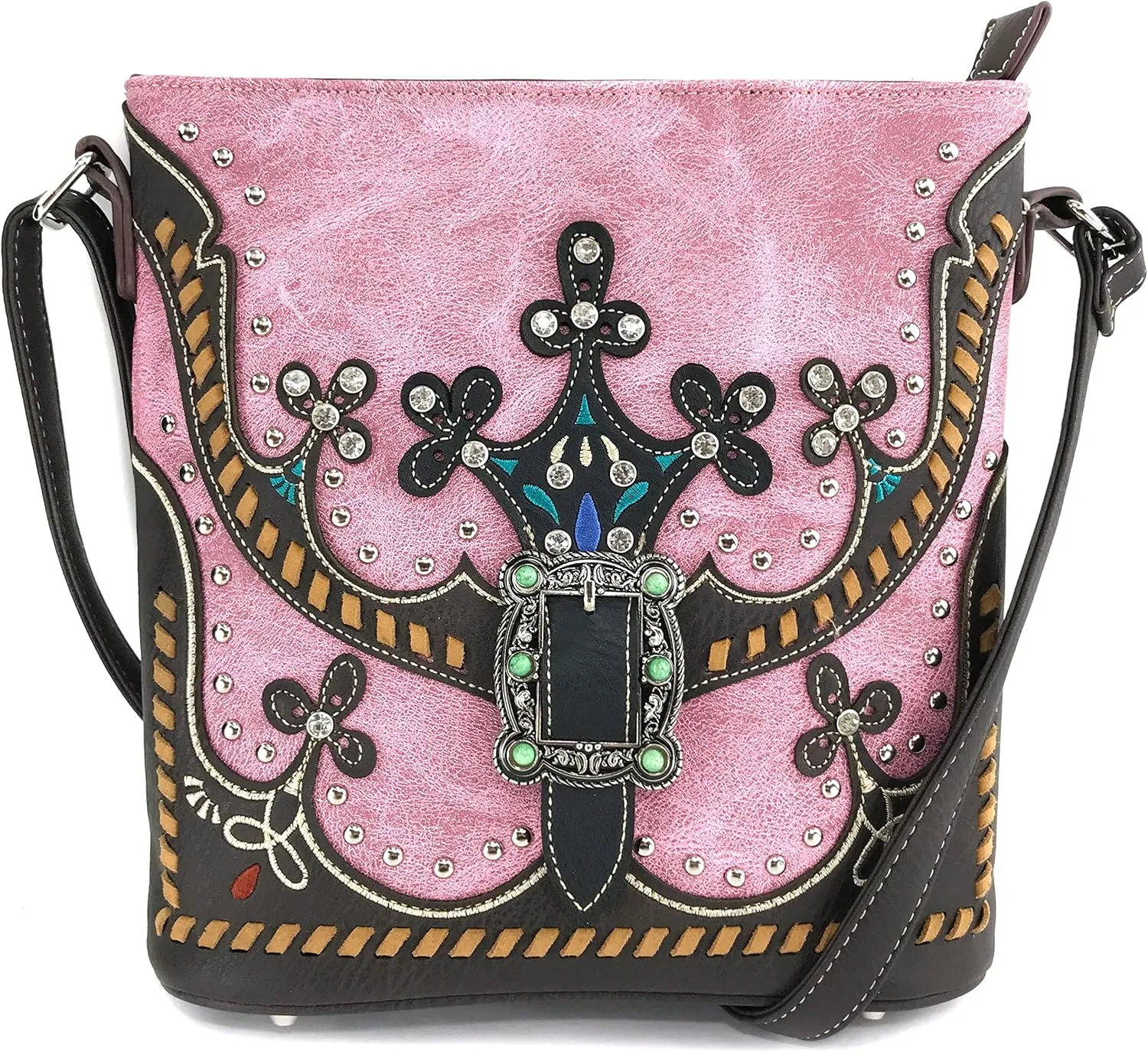 Zelris Western Moccasin Flower Buckle Women Conceal Carry Crossbody Messenger