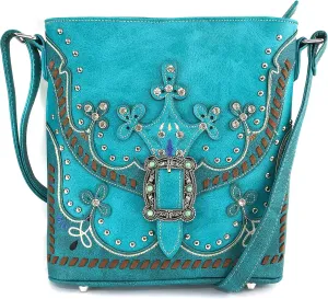 Zelris Western Moccasin Flower Buckle Women Conceal Carry Crossbody Messenger