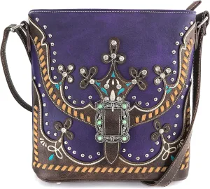 Zelris Western Moccasin Flower Buckle Women Conceal Carry Crossbody Messenger