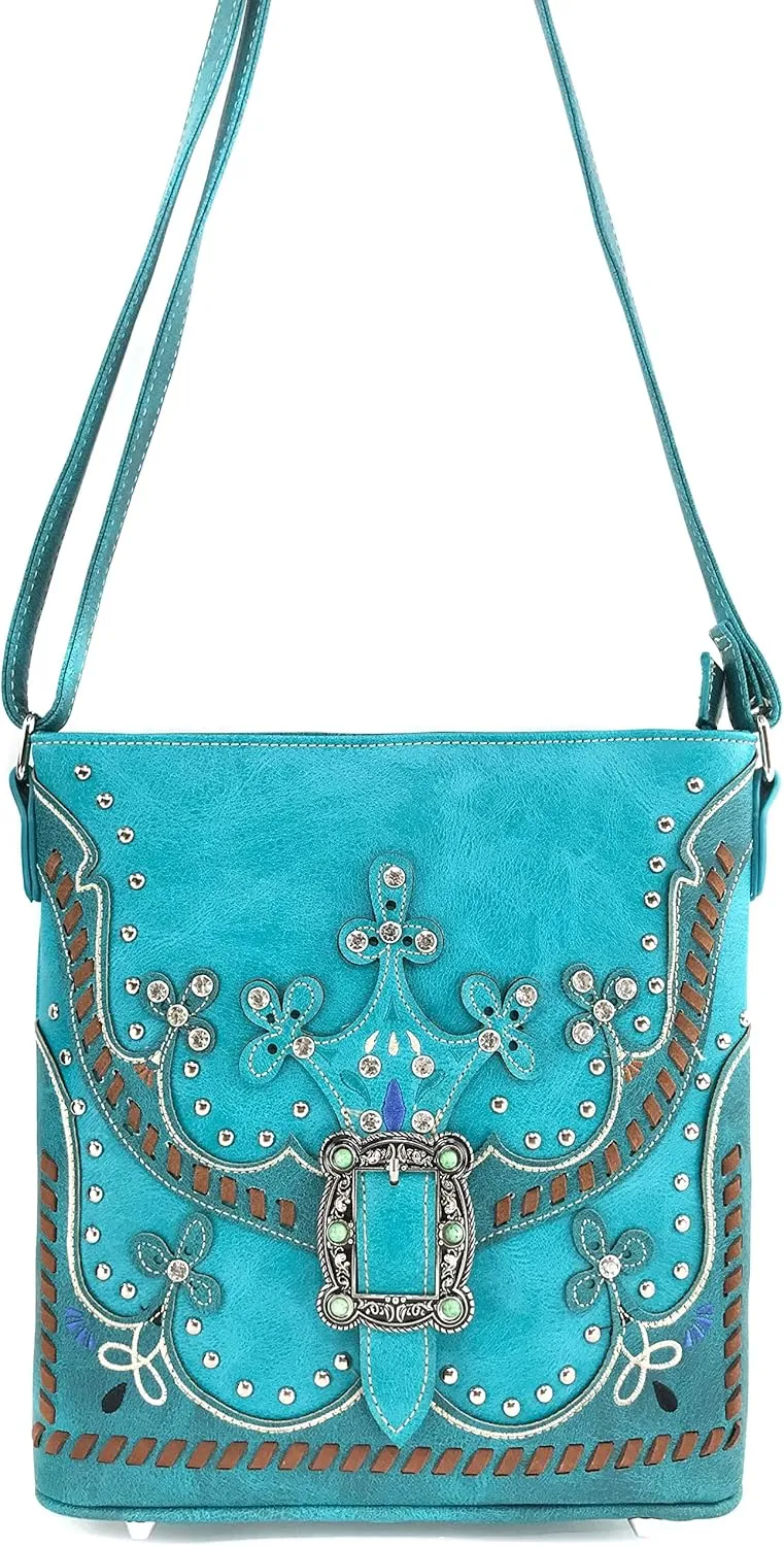 Zelris Western Moccasin Flower Buckle Women Conceal Carry Crossbody Messenger