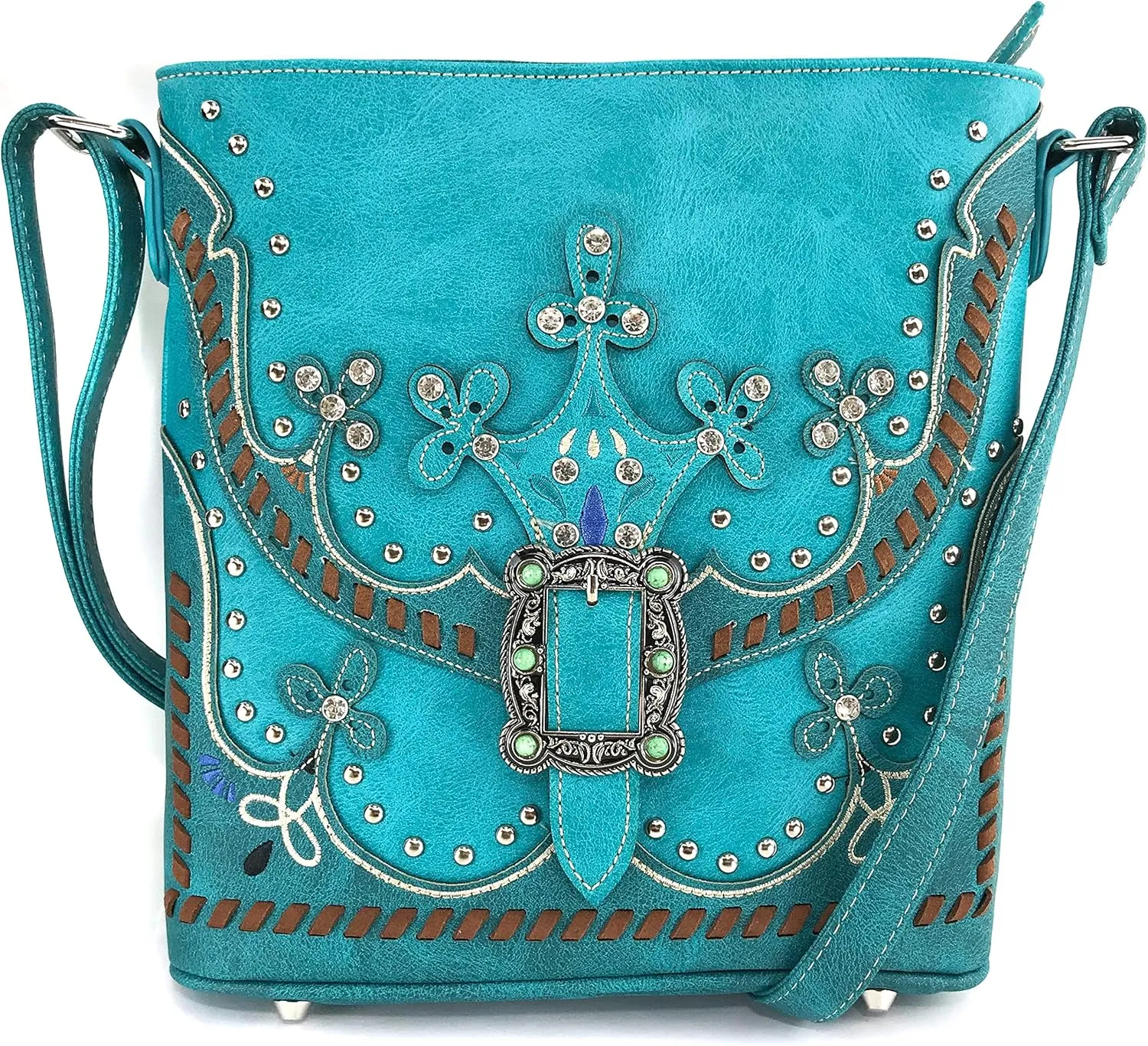 Zelris Western Moccasin Flower Buckle Women Conceal Carry Crossbody Messenger