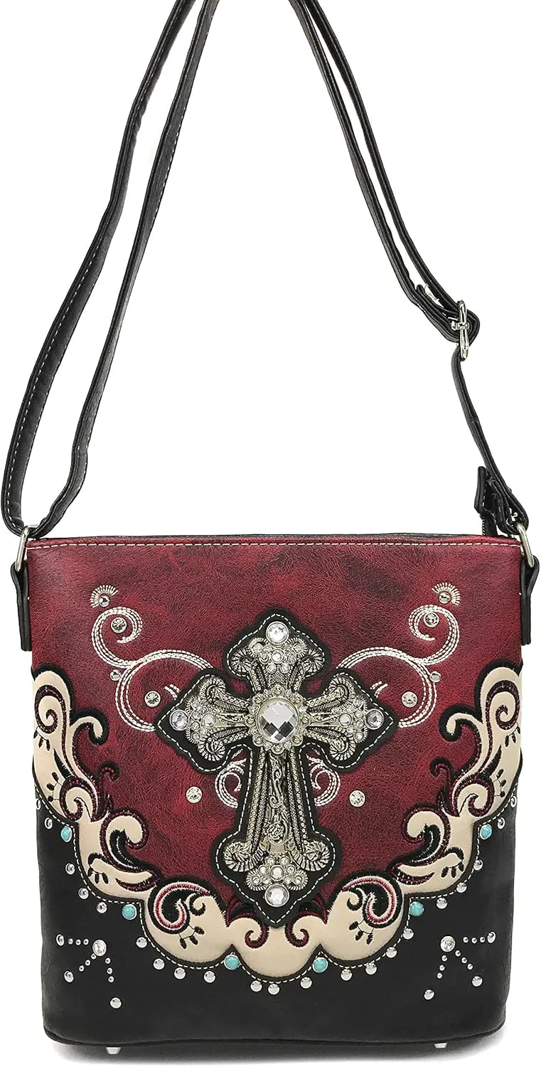 Zelris Western Silver Cross Turquoise Women Conceal Carry Crossbody Messenger