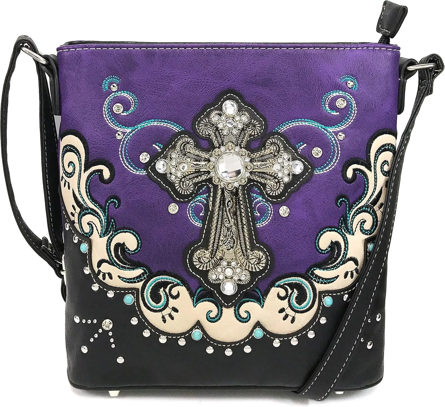 Zelris Western Silver Cross Turquoise Women Conceal Carry Crossbody Messenger