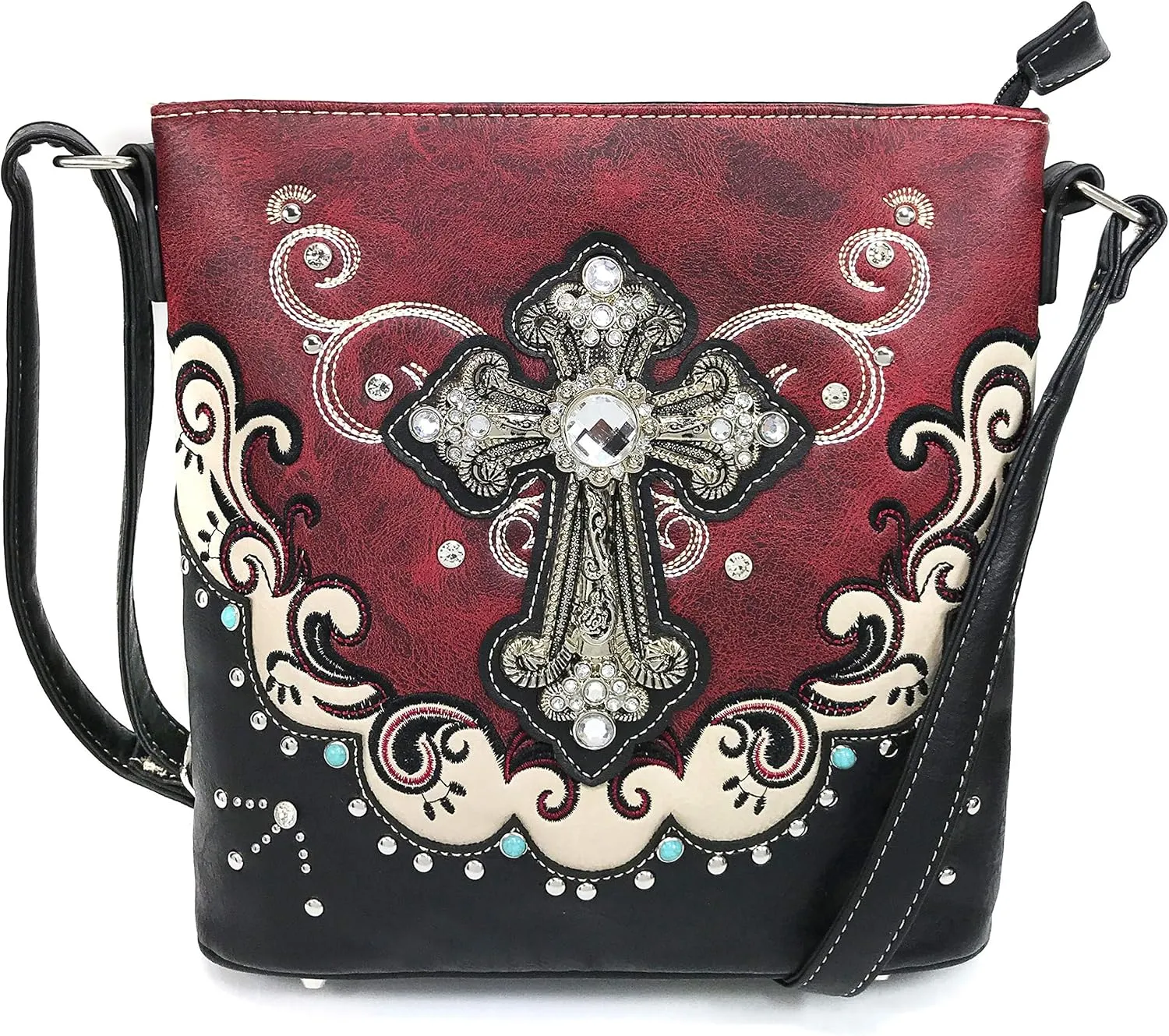 Zelris Western Silver Cross Turquoise Women Conceal Carry Crossbody Messenger