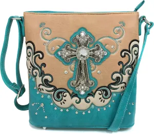 Zelris Western Silver Cross Turquoise Women Conceal Carry Crossbody Messenger