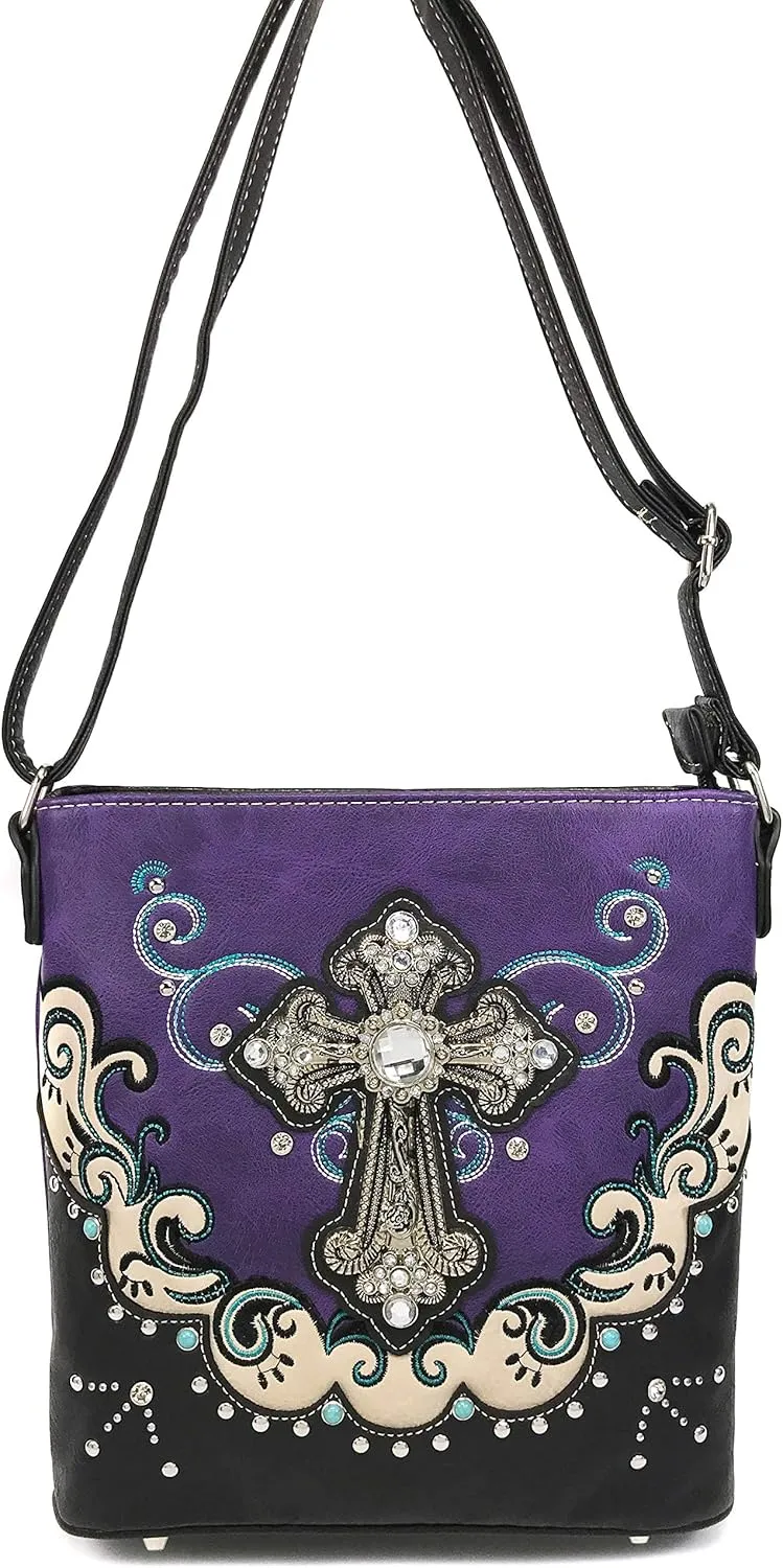 Zelris Western Silver Cross Turquoise Women Conceal Carry Crossbody Messenger