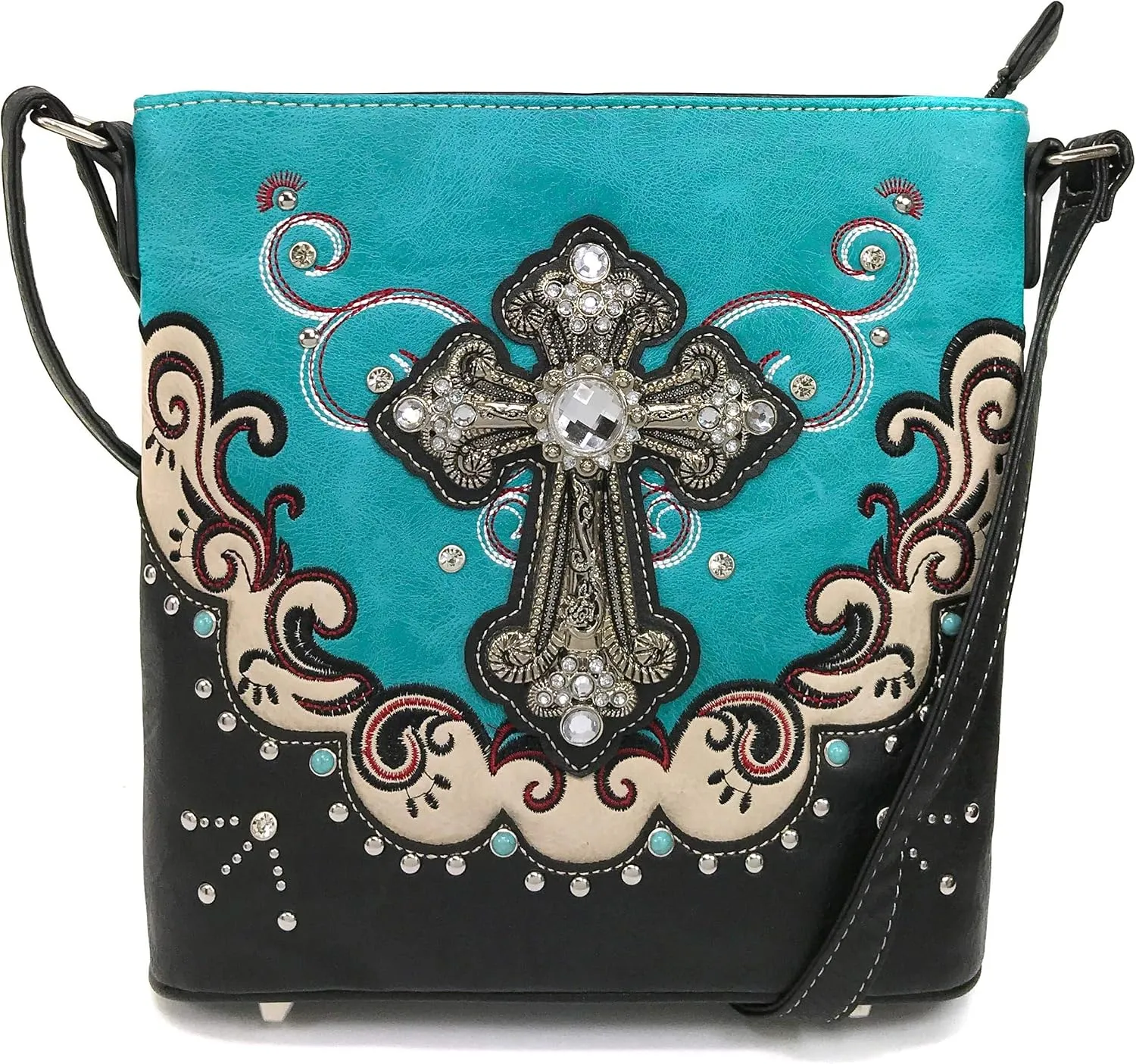 Zelris Western Silver Cross Turquoise Women Conceal Carry Crossbody Messenger