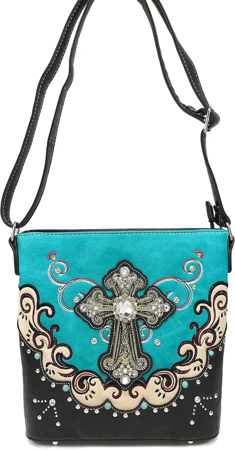 Zelris Western Silver Cross Turquoise Women Conceal Carry Crossbody Messenger