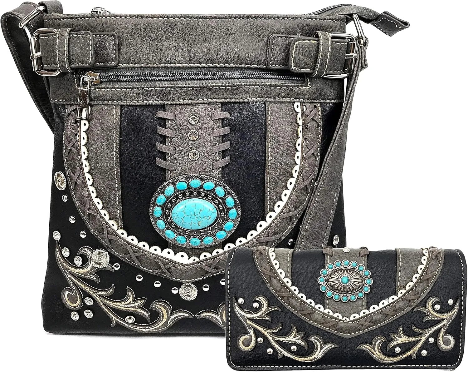 Zelris Western Turquoise Stone Concho Women Conceal Carry Crossbody Messenger