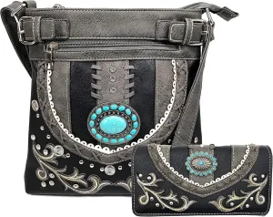 Zelris Western Turquoise Stone Concho Women Conceal Carry Crossbody Messenger