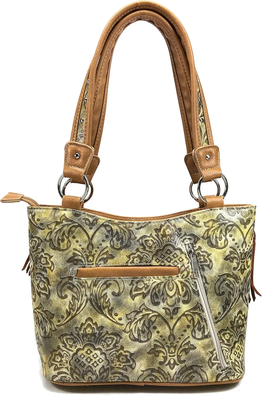 Zelris Women Tote Handbag Turquoise Concho Suede Fringe Two Tone Cowgirl Concealed Carry Purse