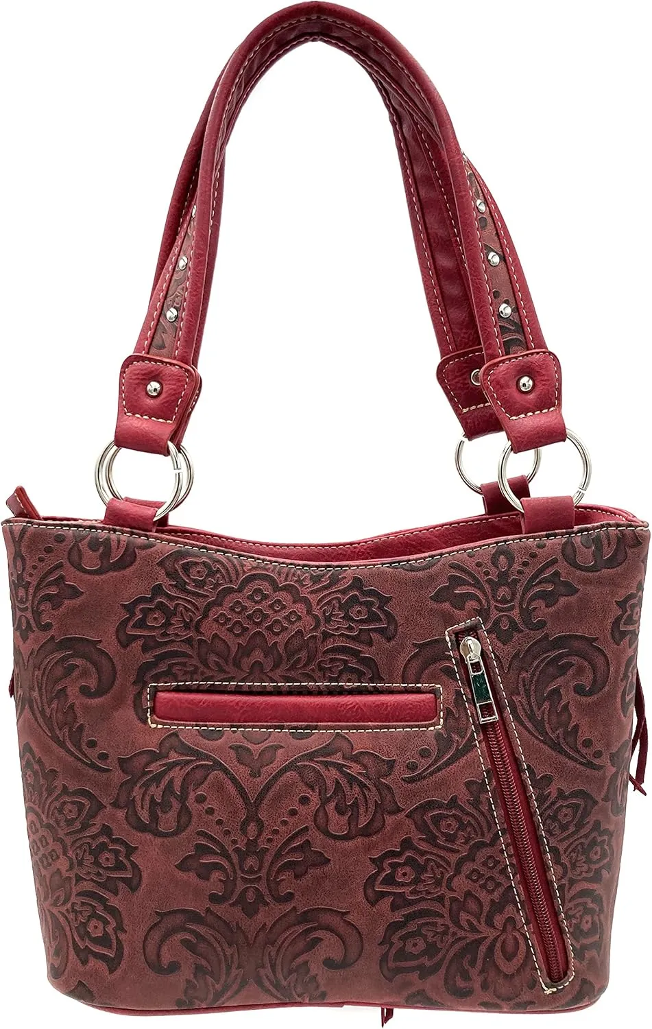 Zelris Women Tote Handbag Turquoise Concho Suede Fringe Two Tone Cowgirl Concealed Carry Purse