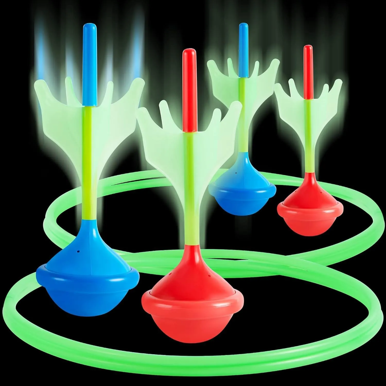 Zetanu Lawn Darts Game Set Glow in The Dark Outdoor Toys Soft Tip Aim Beach Games Fun Family Tailgate Toss Games for Kids and Adults