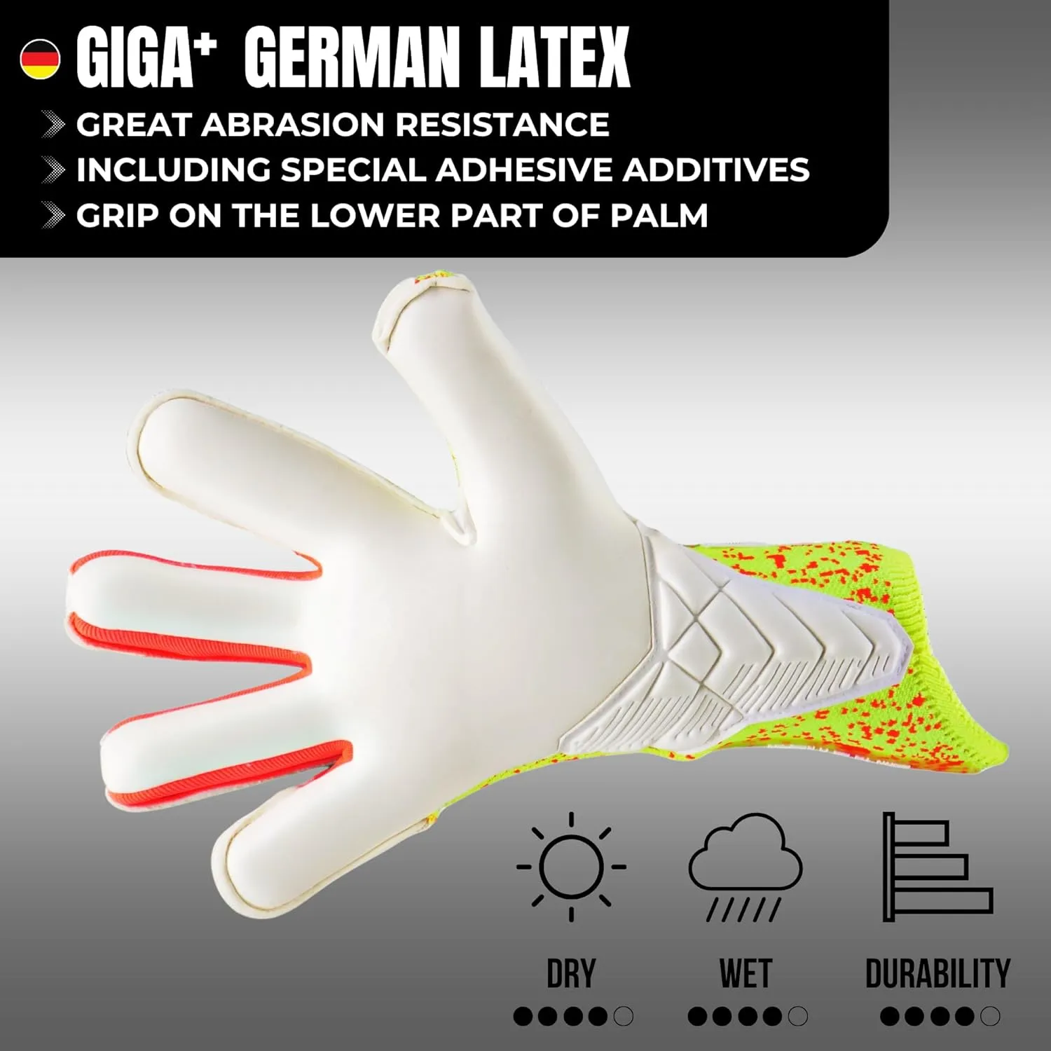 ZIMA Goalkeeper Gloves - Hybrid Roll Negative Cut | Giga  German Latex Palm Grip Protection | L-Derma Fit Technology Lightweight Backhand | 2D PunchZone Wrist Fit All-Weather Soccer Gloves