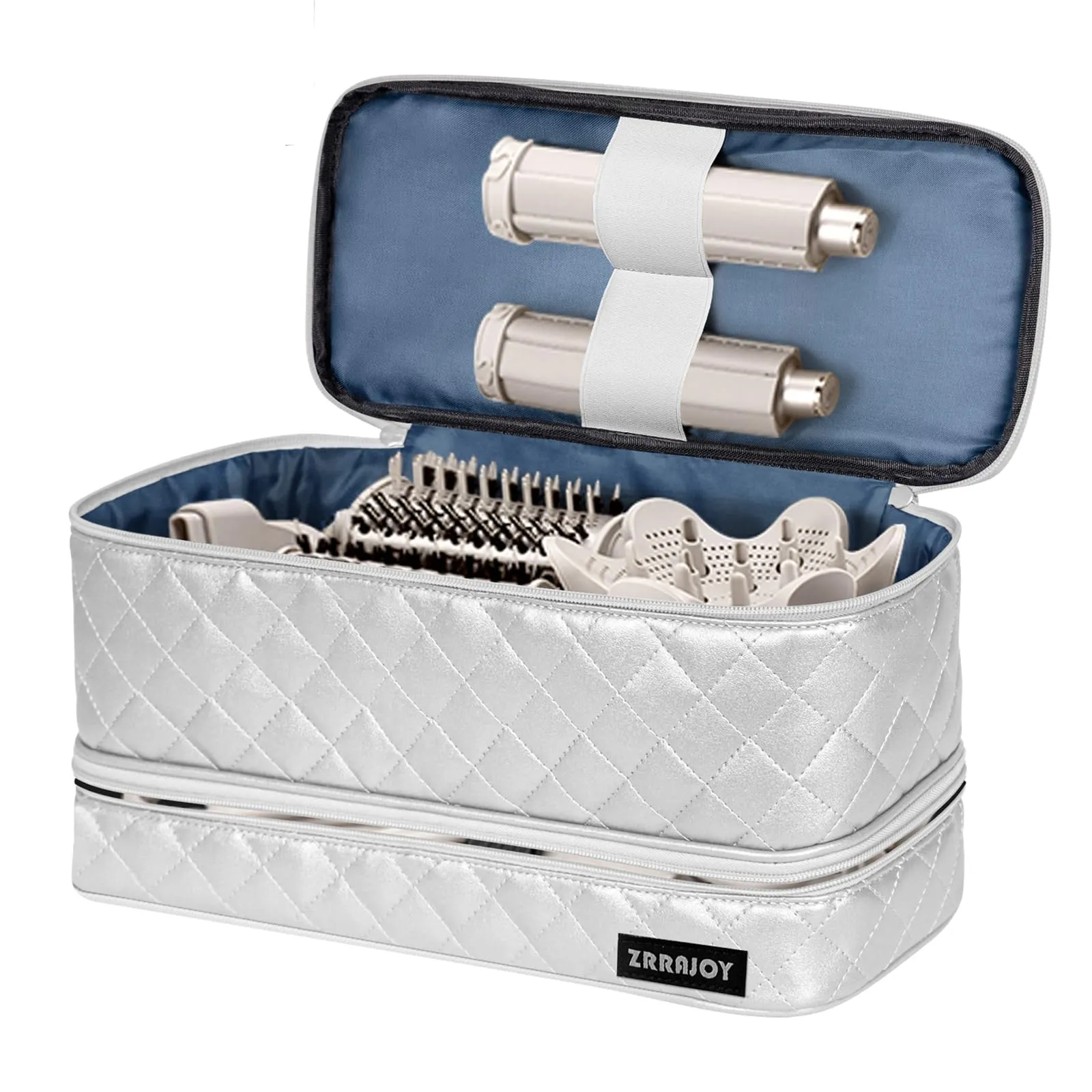 ZRRAJOY Double Layer Storage Case For Shark Flexstyle, Travel Carrying Case For Shark 430/440 Flexstyle, Organizer Bag For Shark Flexstyle/Dyson Airwrap Styler Attachments (Silver)