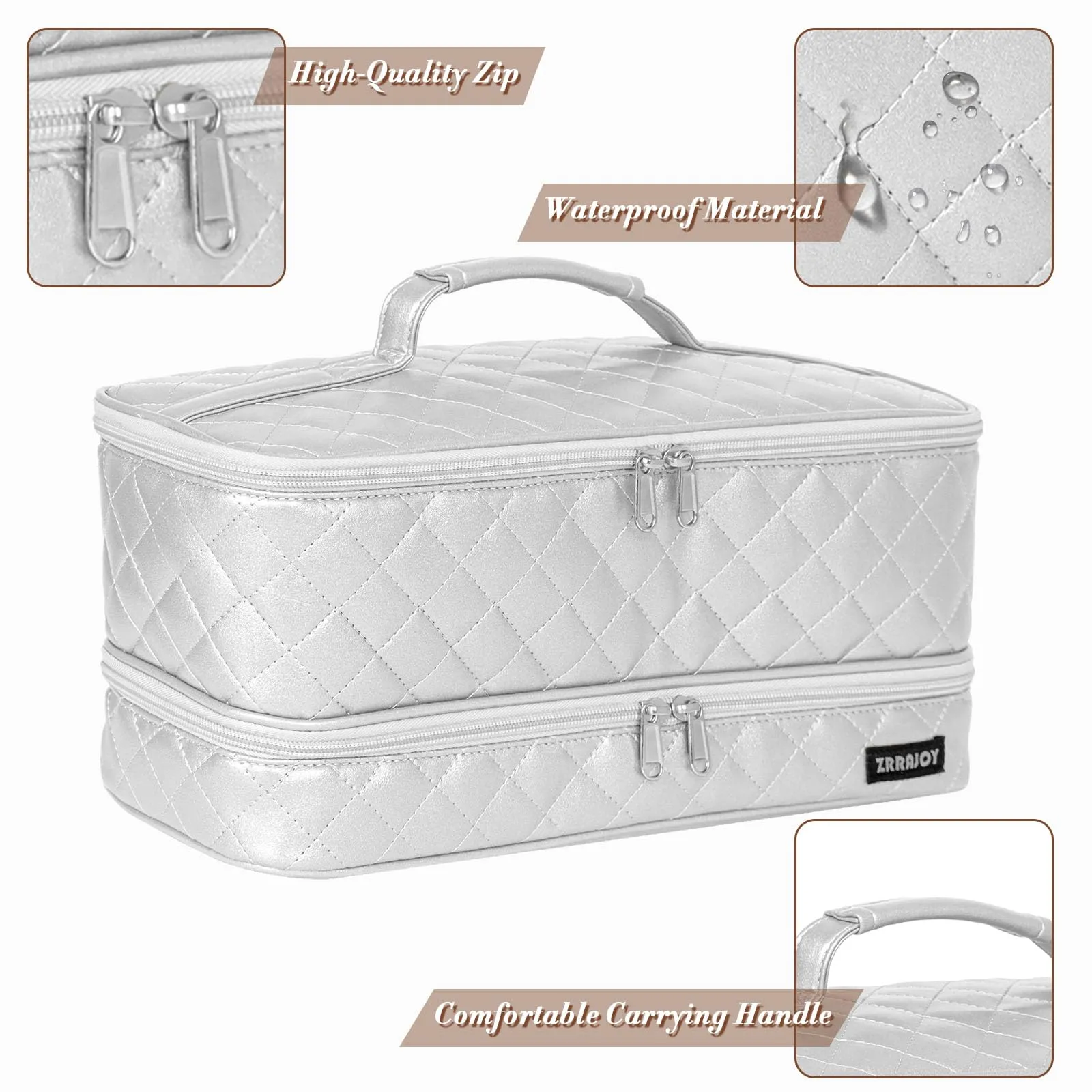ZRRAJOY Double Layer Storage Case For Shark Flexstyle, Travel Carrying Case For Shark 430/440 Flexstyle, Organizer Bag For Shark Flexstyle/Dyson Airwrap Styler Attachments (Silver)