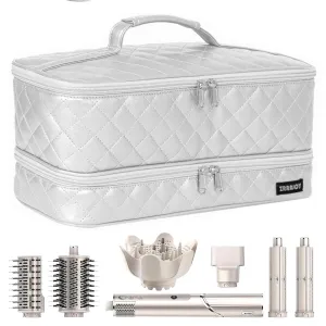 ZRRAJOY Double Layer Storage Case For Shark Flexstyle, Travel Carrying Case For Shark 430/440 Flexstyle, Organizer Bag For Shark Flexstyle/Dyson Airwrap Styler Attachments (Silver)