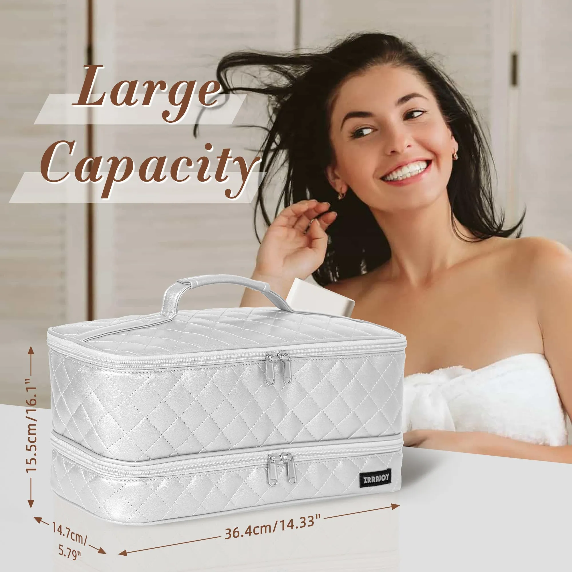 ZRRAJOY Double Layer Storage Case For Shark Flexstyle, Travel Carrying Case For Shark 430/440 Flexstyle, Organizer Bag For Shark Flexstyle/Dyson Airwrap Styler Attachments (Silver)